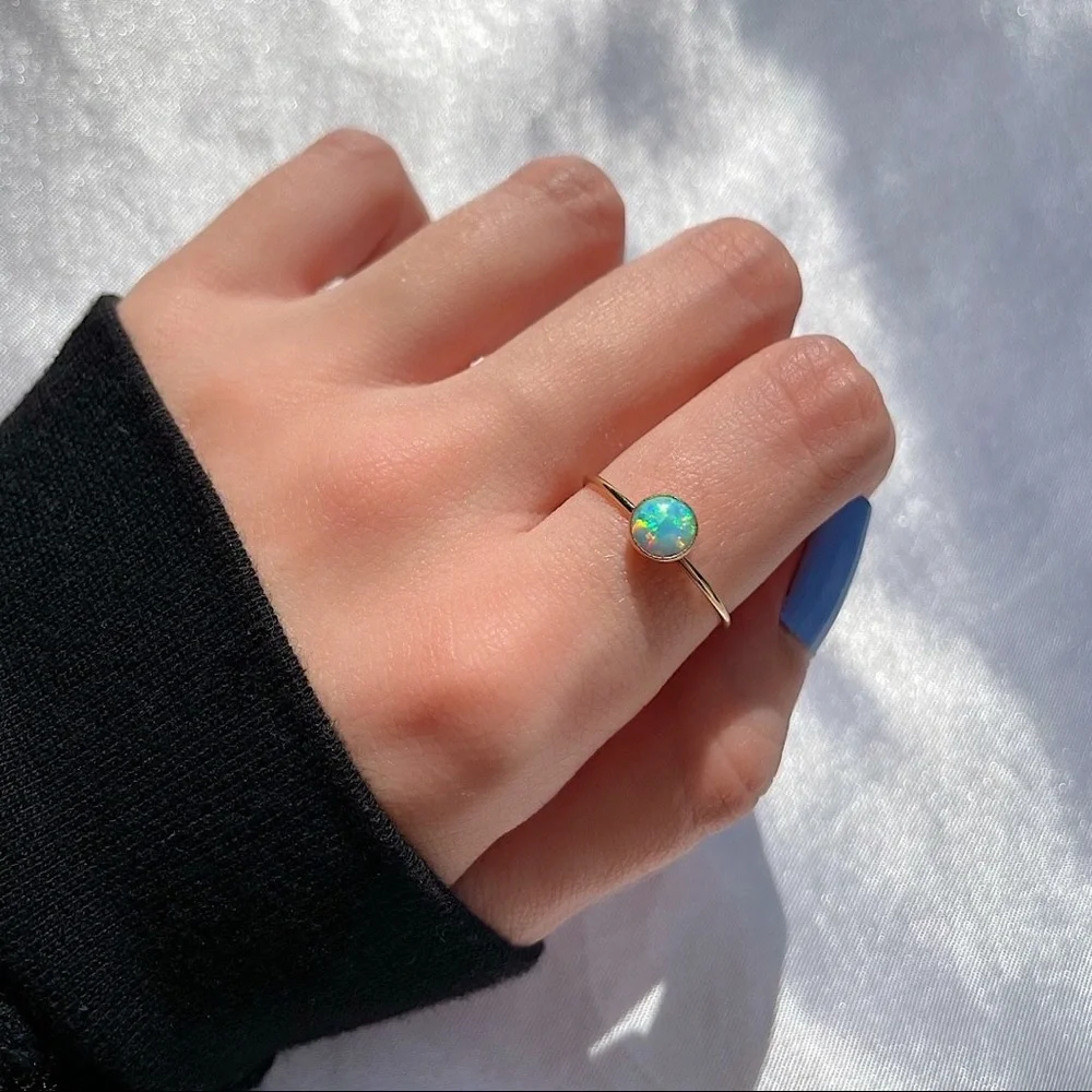 14K Gold Filled Round Opal Ring